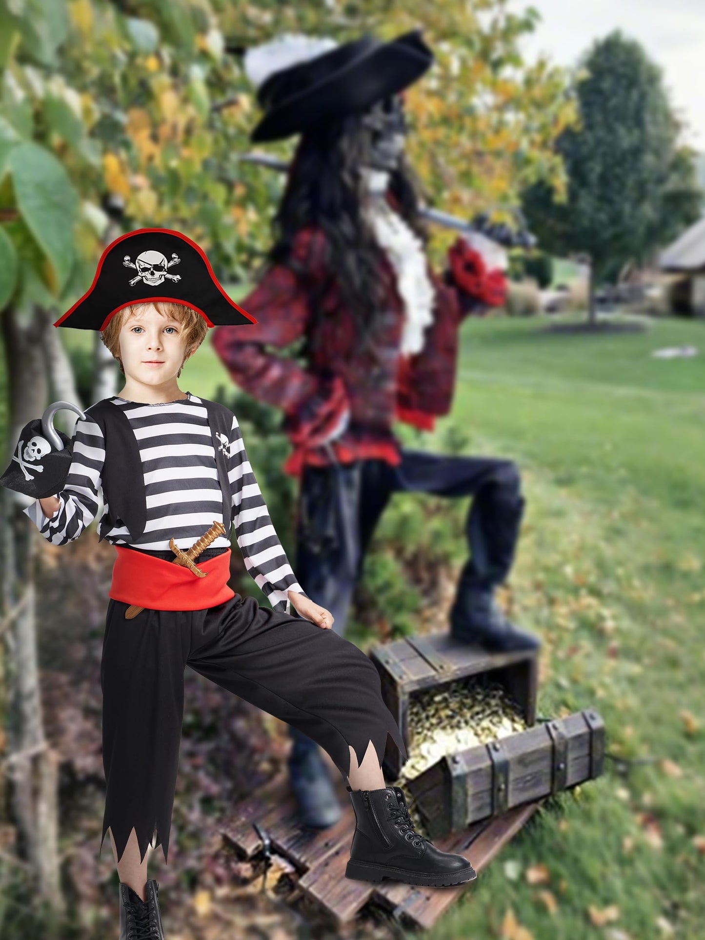 Ikali Pirate Costume For Kids Boys,Toddler Pirate Role Play Dress Up