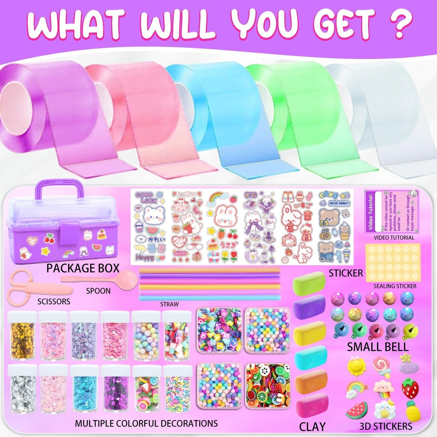 Jimcii Nano Tape Squishy Maker - Multicolor Bubble Kit for Kids, Small Size, Fun Craft Activity