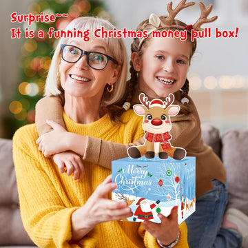 Meiidoshine Christmas Money Box For Cash Gift Pull, Surprise Money Holder Cash Gift For Kids Adults, Diy Fun Holiday Cash Box Fo