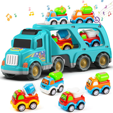 Veslier Toy Trucks Car For 1 2 3 4 5 Year Old Toddlers Boys Girls,Trucks Toys 5 In 1 Construction Vehicles Toys For Kids Boys Gi