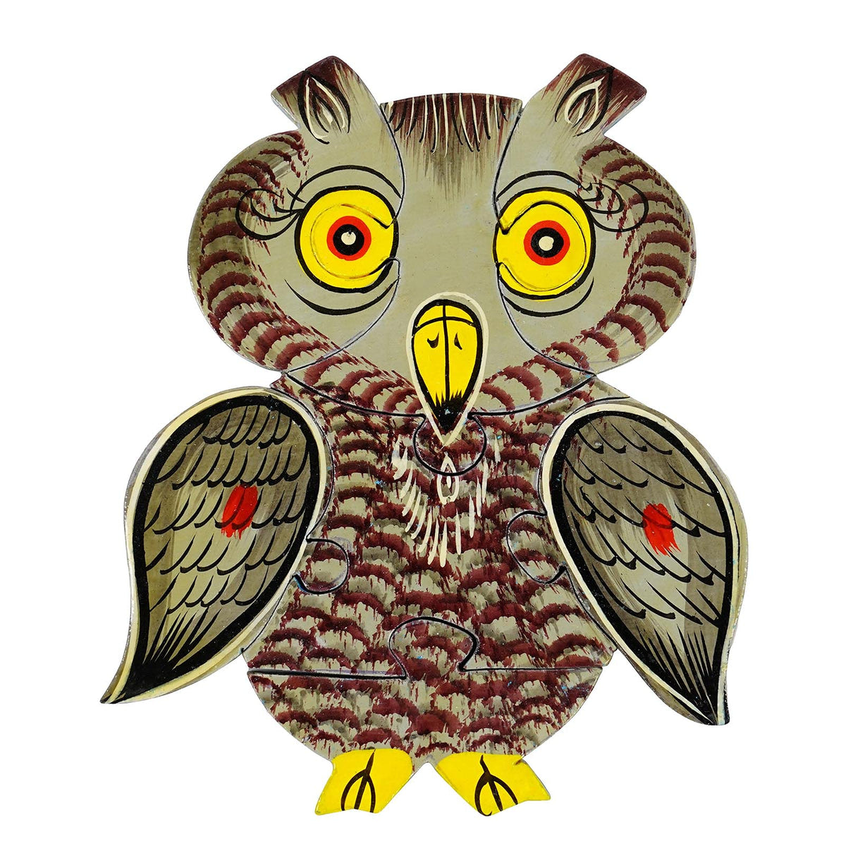 TOOLART Wooden Multi Color Creative Educational Jigsaw Puzzles Owl Shaped (Color May Vary)