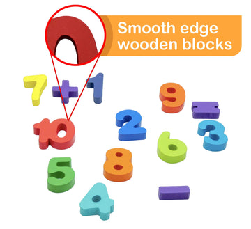 Skoolzy Rainbow Wooden Numbers Puzzle 13 Piece Set - Kids Can Learn Addition Subtraction Educational Counting Math Montessori Toys For Toddlers Preschool Wood Toy Learning Blocks For Kids Ages 3+