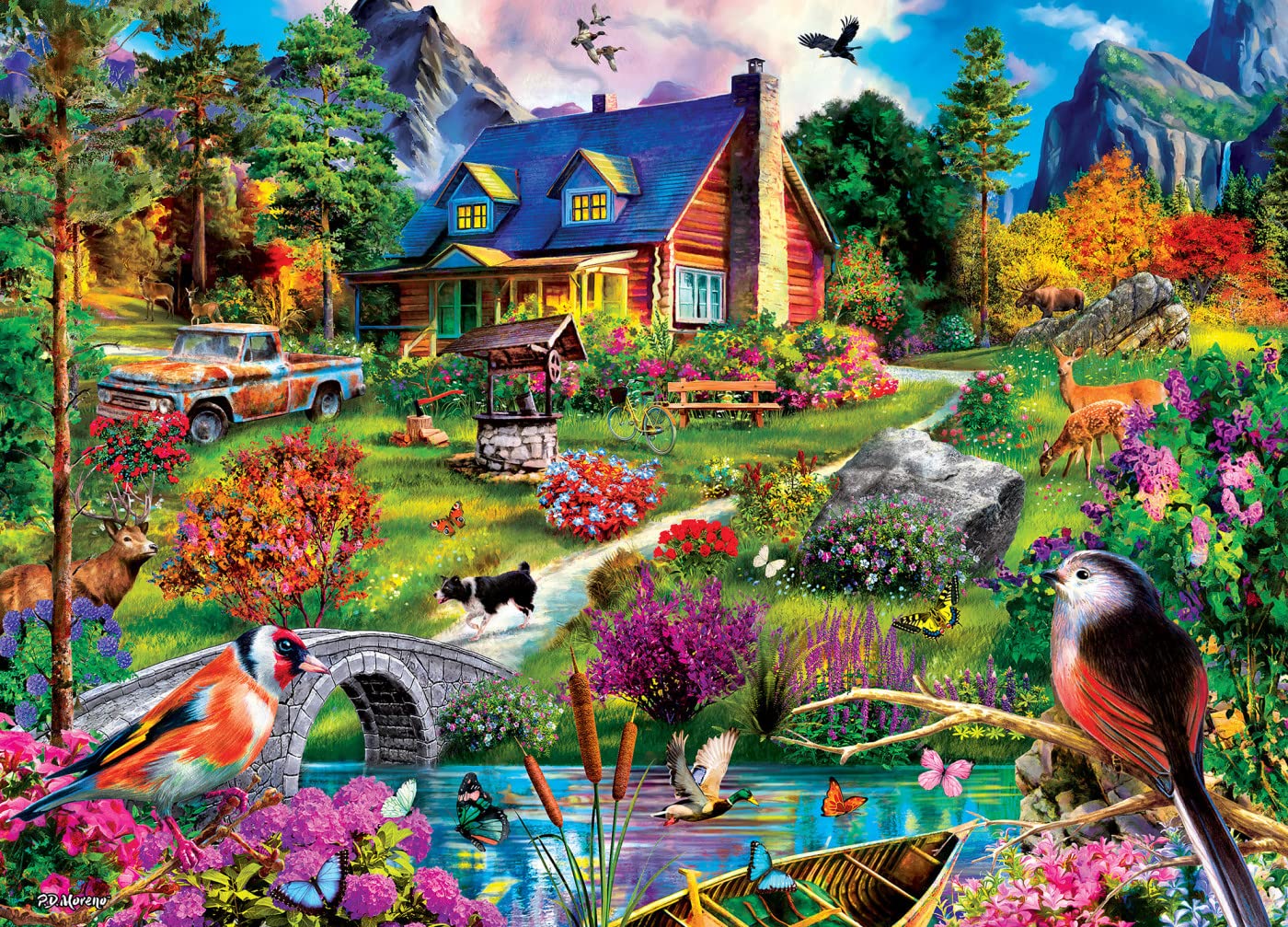 Baby Fanatics MasterPieces 1000 Piece Jigsaw Puzzle for Adults, Family, Or Kids - Hillside Cottage - 19.25x26.75