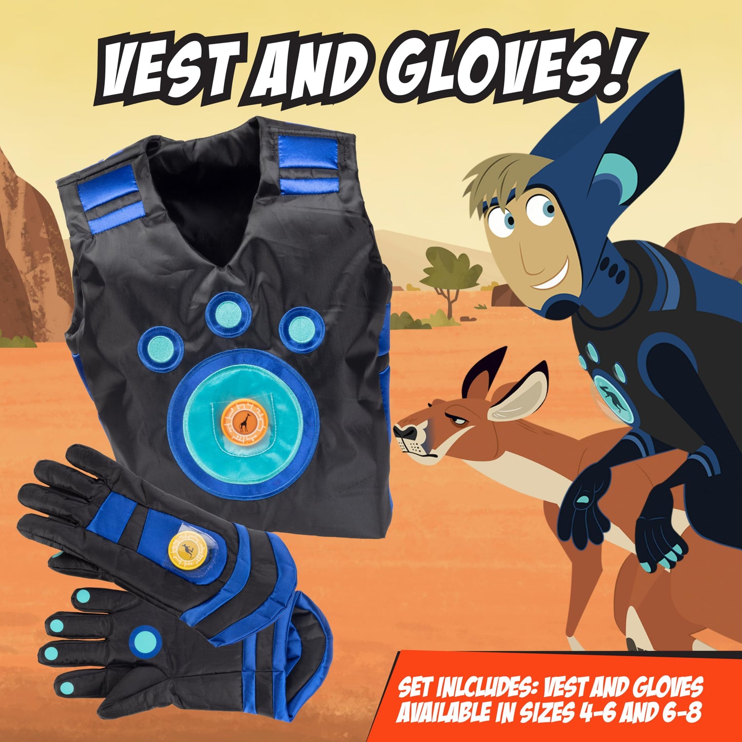 Wild Kratts Creature Power Suit -Martin (Size 4-6X) Includes Vest, Gloves & 2 Power Discs for Children Halloween Costume Dress U