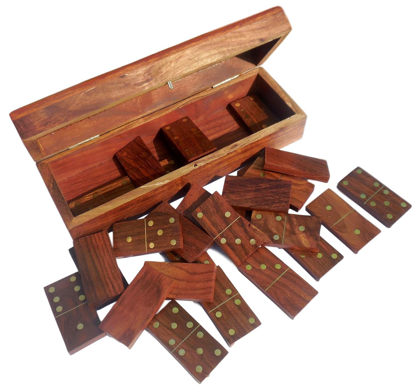 Tosqp27 Gift Domino Set Game 28 Piece Dominoes Tiles Handcrafted Classic Numbers Table Game With Wooden Storage Case