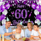 Purple 60Th Birthday Decoration Banner For Women Large Black Purple Silver Happy 60Th Birthday Banner Purple And Black 60Th Backdrop Background For 60Th Birthday Anniversary Party Supplies