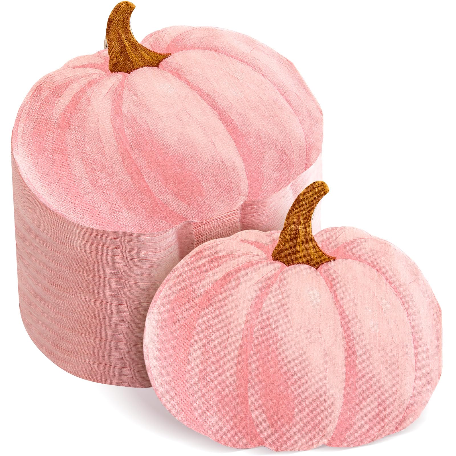 Henoyso 100 Pcs Halloween Pink Pumpkin Paper Napkins Baby Shower Decorations Thanksgiving Guest Napkins Disposable Fall Decorati