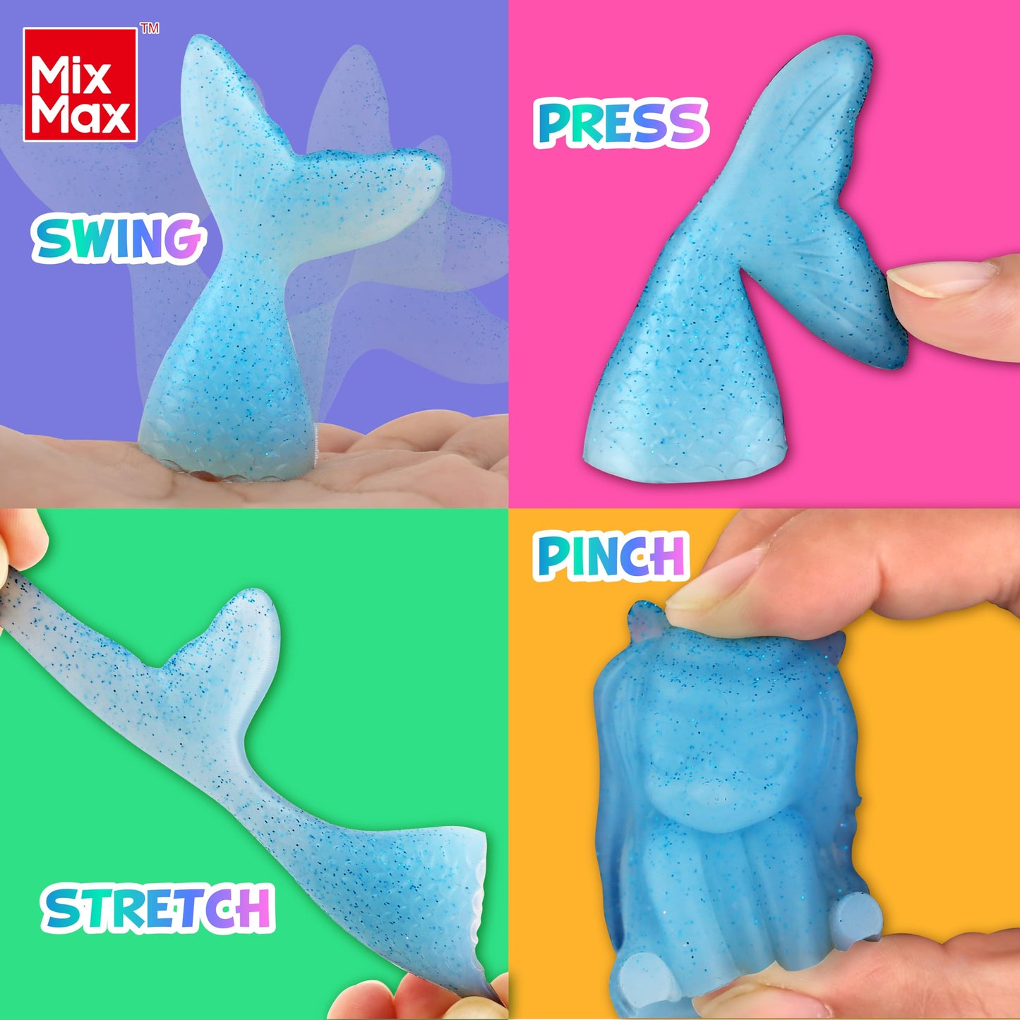 Mixmax Make Your Own Squishies Toys, 6 Packs Rubber Dolls Making Kit For Kids Glow Jumbo Glitter Silicone Squishy Craft Kit For