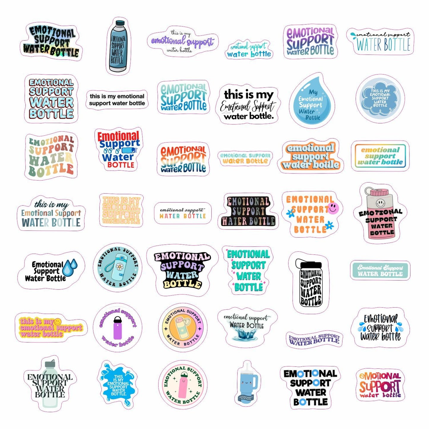 Emotional Support Water Bottle Stickers, Emotional Support Water Bottle Gifts