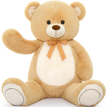Tezituor 4.3 Feet Giant Teddy Bear Stuffed Animals, Large Teddy Bear 52 Inches With White Belly, Hug Big Plush Teddy Bear Valentines Day Gift For Girlfriend Kids, Light Brown