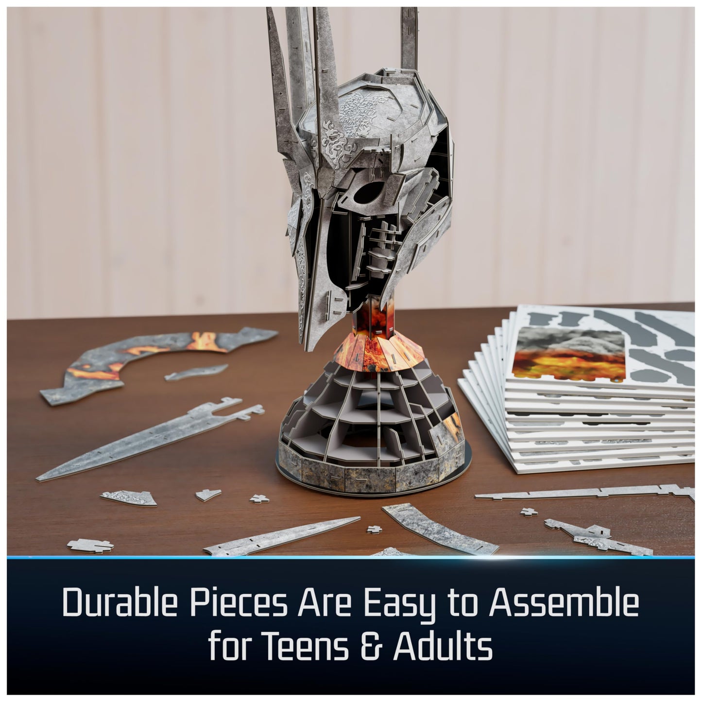 4D Build Sauron Helmet 3D Model Kit, 203 Pieces, Plastic Collectible Puzzle, Adult Building Toy