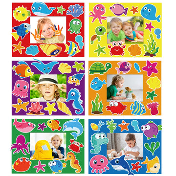 Chiazllta 30 Pcs Summer Under The Sea Craft Kits For Kids Preschool Ocean Animal Diy Picture Frame Crafts Kindergarten Back To S