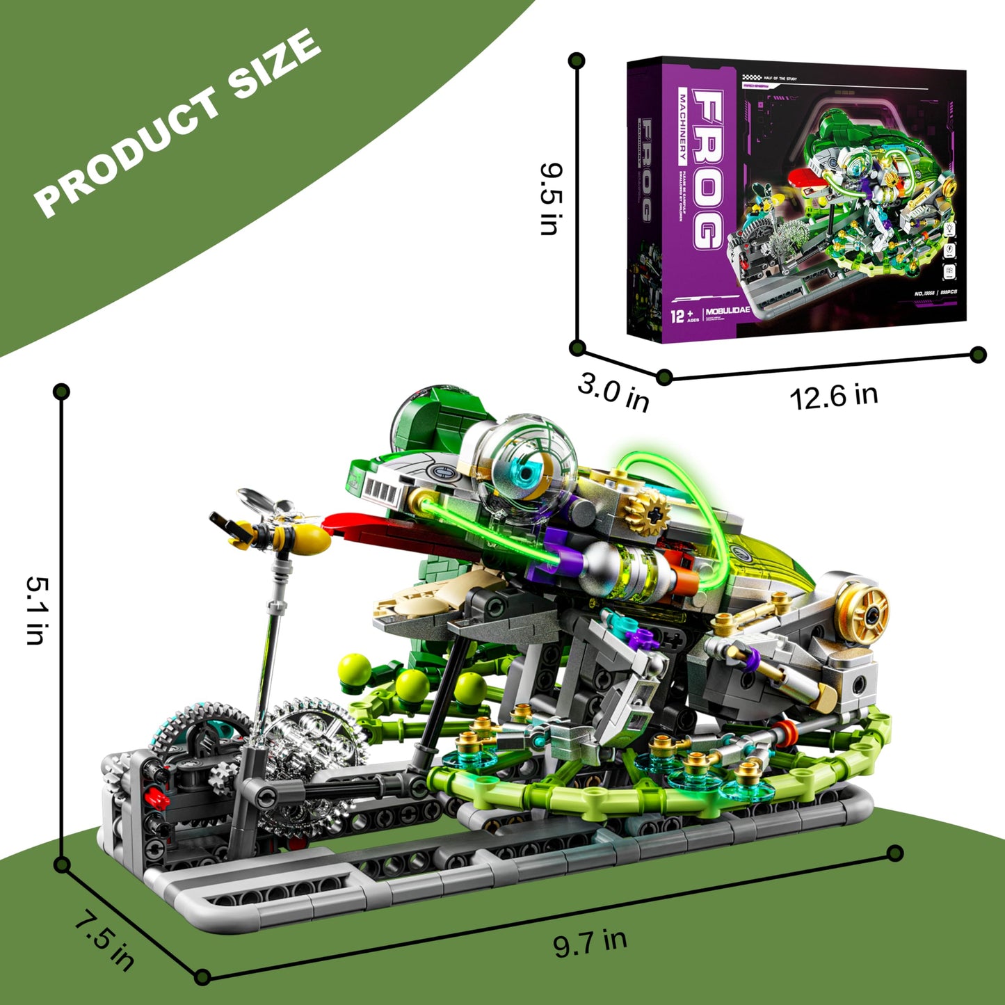 DAFDAG Mechanical Frog Toy Building Set, 898PCS, STEM Gift for Adults, Home/Office Decoration, Acrylonitrile Butadiene Styrene Material