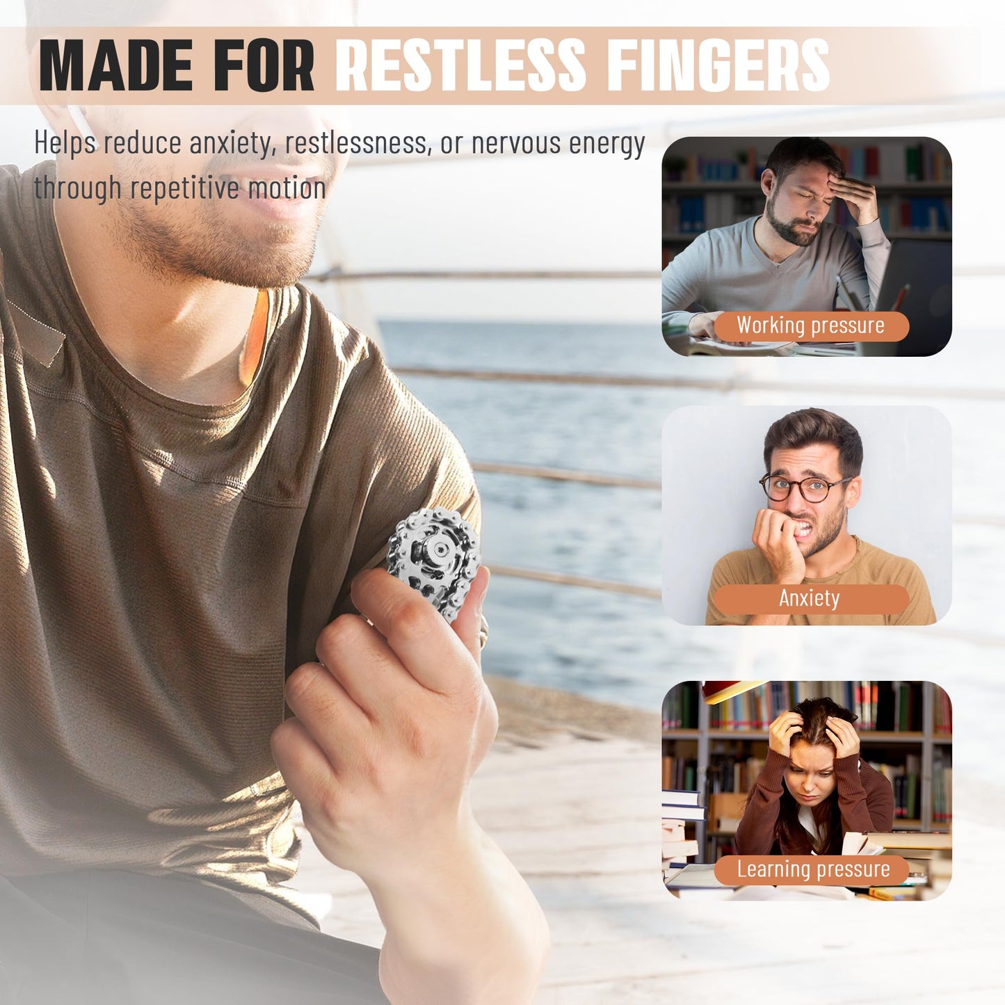 Fidget Toys For Adults Metal Fidget Bike Chain Assemble Fidgets Spinners Toy For Teens Cool Gadgets Desk Office Gift Anxiety Rel