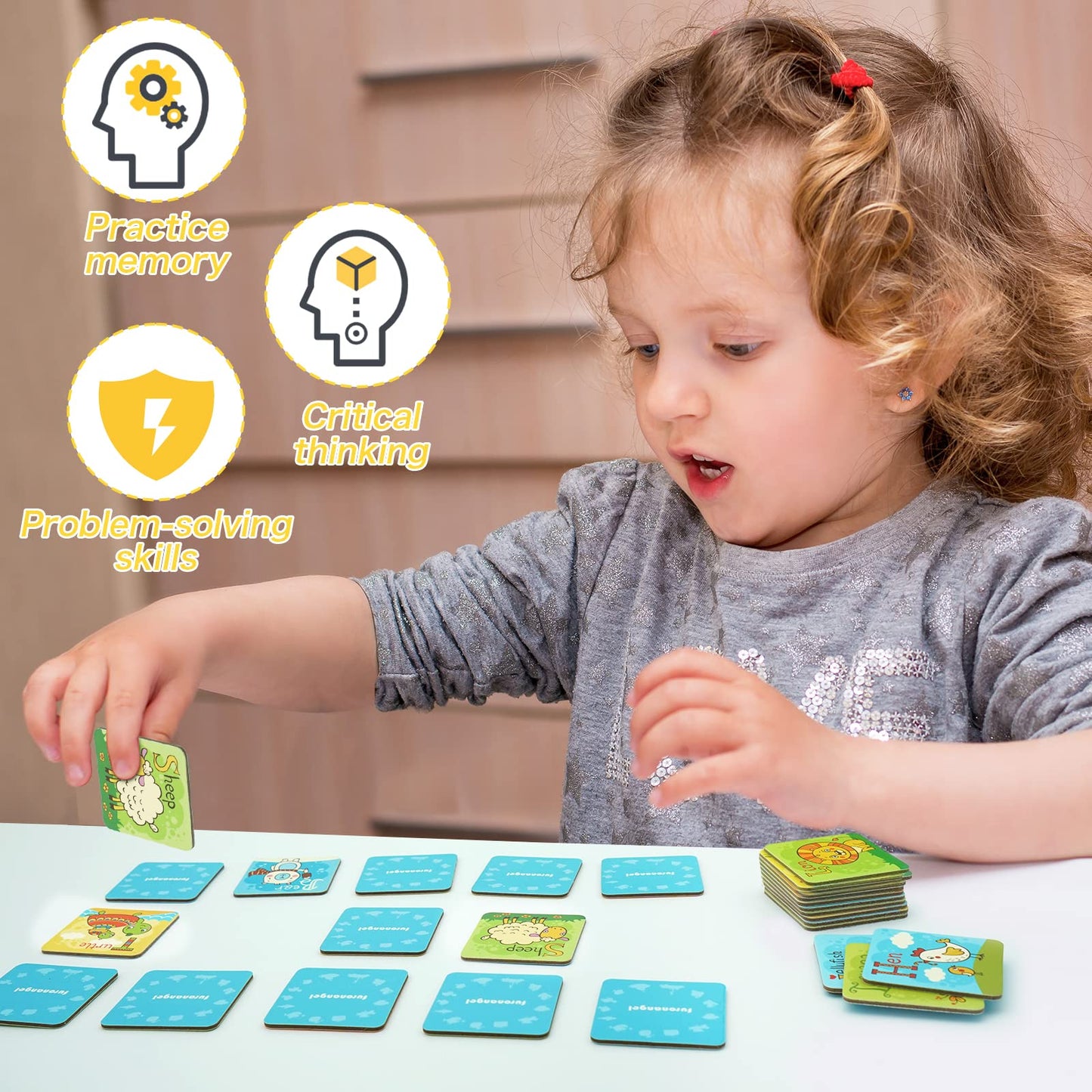 Aluabi Animal Letter Memory Game Abc Learning For Toddlers, Fun Matching Game, Educational Toys For Kids, Preschool Learning Toys And Alphabet Flash Cards For Boys & Girls Age 4 To 8