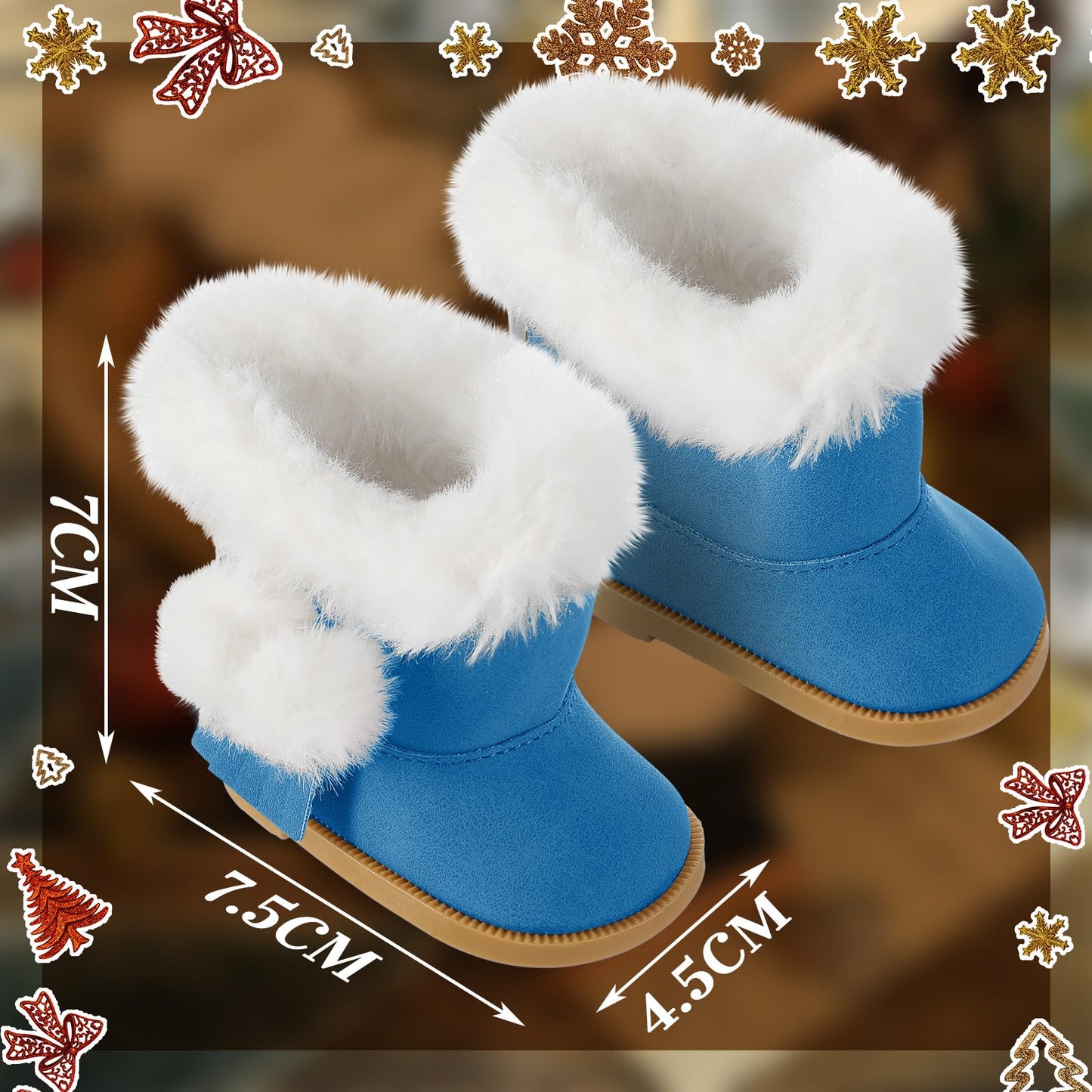 Bencailor 3 Pairs 18 Inch Doll Shoes Boots Dolls Snow Boots Accessories For 18 Inch(Blue White Rose Red)