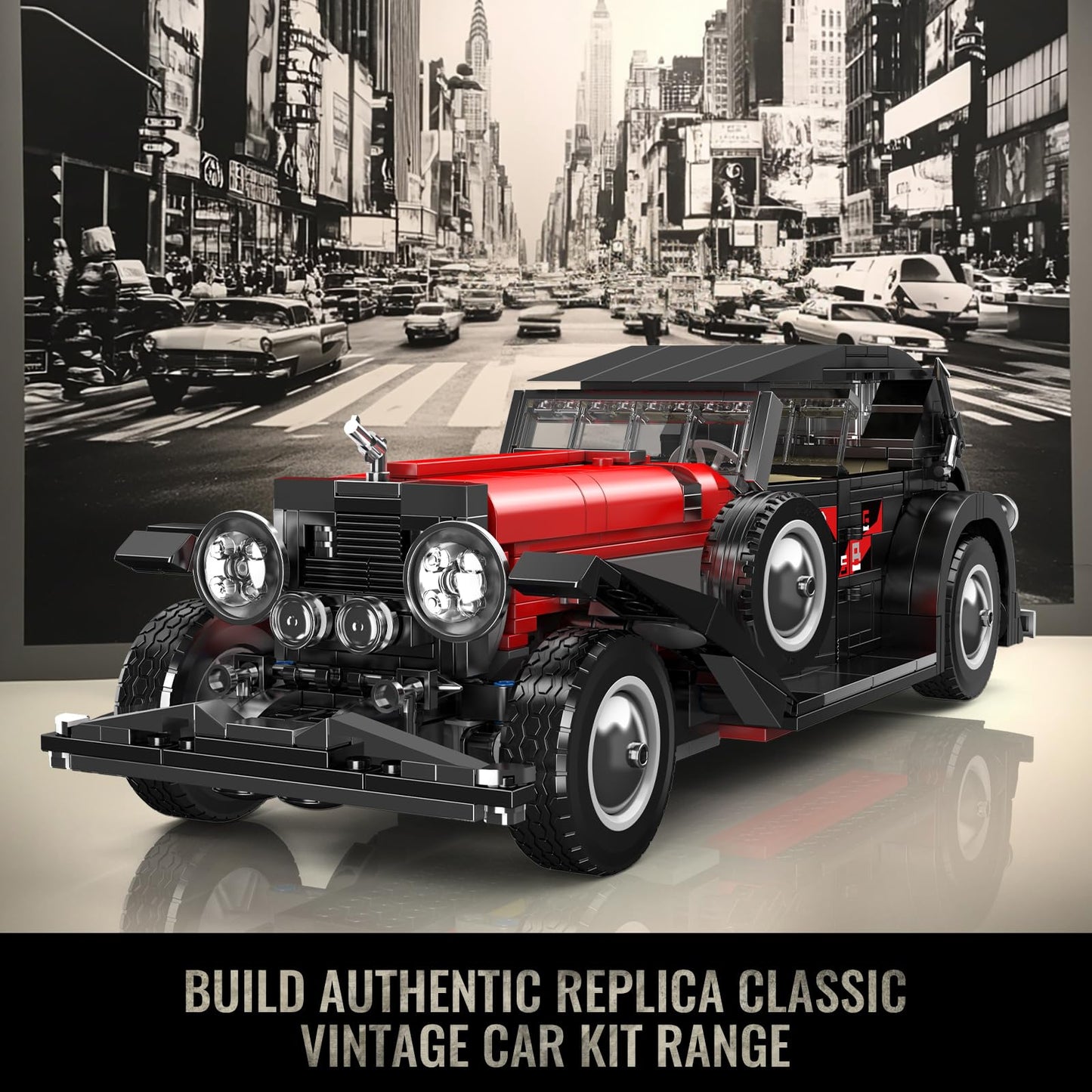 Mould King 10114 Classic Car Building Blocks Model  1308 Pieces Vintage Car Model Toy  Creative Idea Vehicle Collectible for Kids/mature-themed