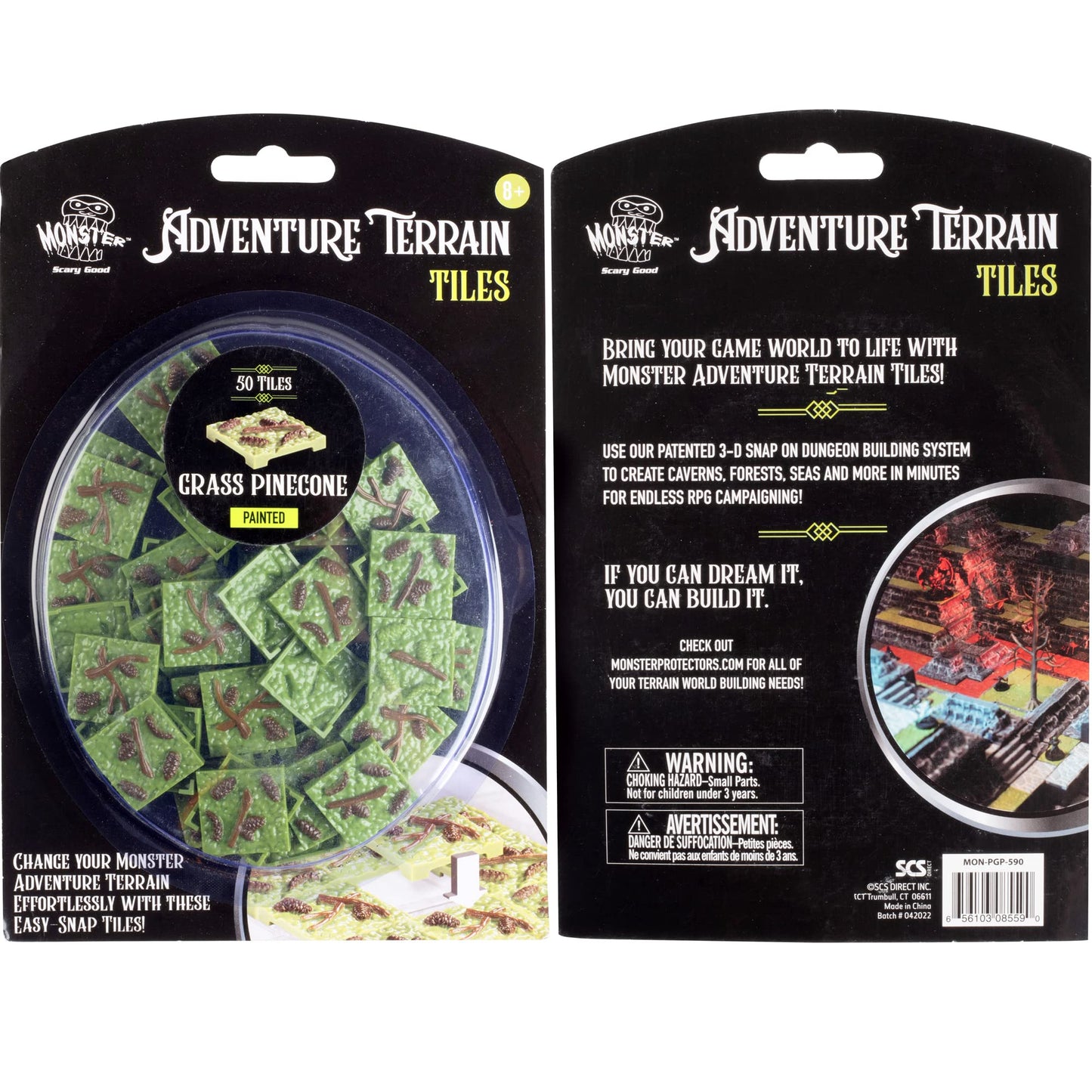 Monster Adventure Terrain 50Pc Grass Pinecone Tile Pack - Hand-Painted 1' X1' Tile Set- Creates Amazing Tabletop Terrain In Minutes- Customize Your D&D & Pathfinder Dungeons