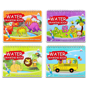 4 Pack Water Drawing Book,Water Coloring & Doodle Book,Reusable Water Reveal Activity Books for Kid,Painting Color Wonder Colori