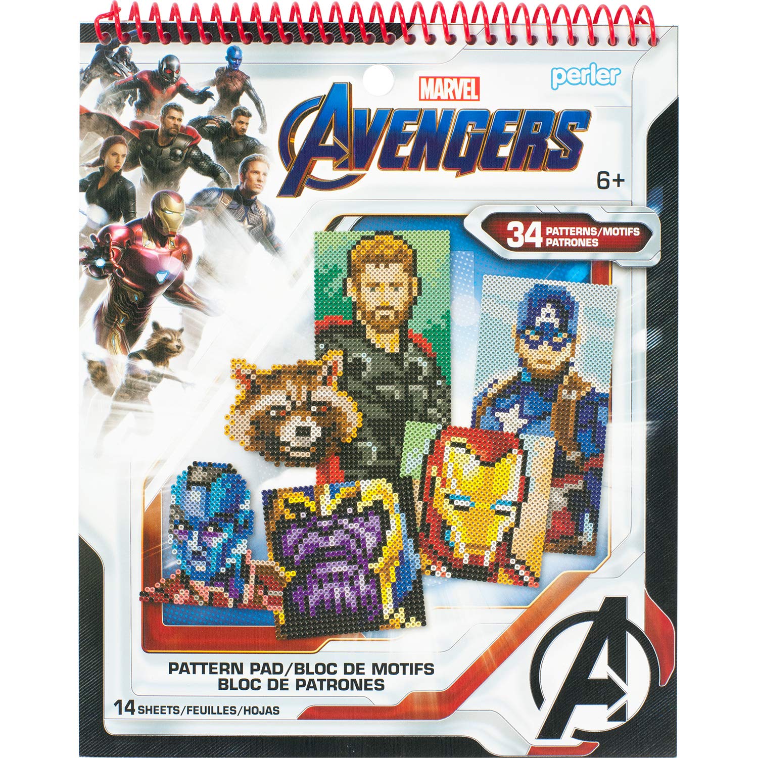 Perler Beads Marvel Avengers Instruction Pad, 34 Patterns, Multicolor