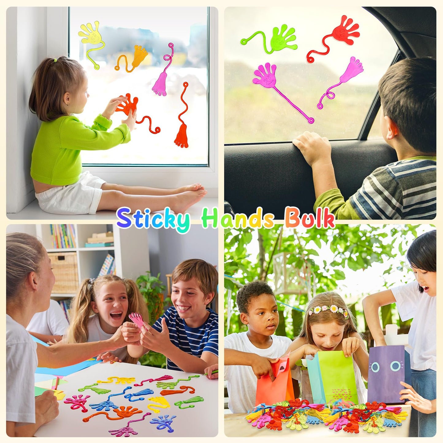 PICcircuit Sticky Hands Bulk 30 PCS Party Favors for Kids 4-8,8-12 Year Stretchy Sticky Hand Feet Valentines Goodie Bags Stuffer