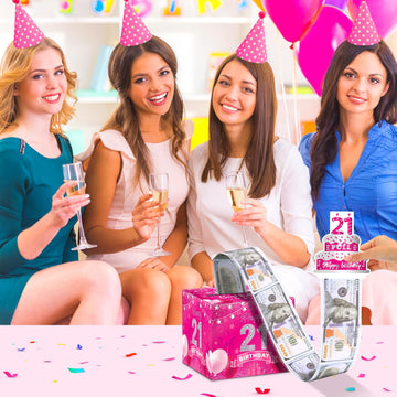 21St Birthday Gifts For Her Hot Pink 21St Birthday Money Box For Cash Gift Pull Surprise Birthday Money Gift Boxes With Pull Out