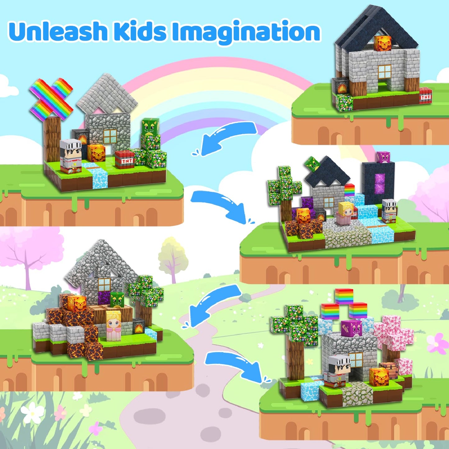 150Pcs Magnetic Blocks, Magnetic Building Blocks, Magnet Blocks For Kids Age 3-5 4-8 8-12, Stem Sensory Educational Magnet Stack