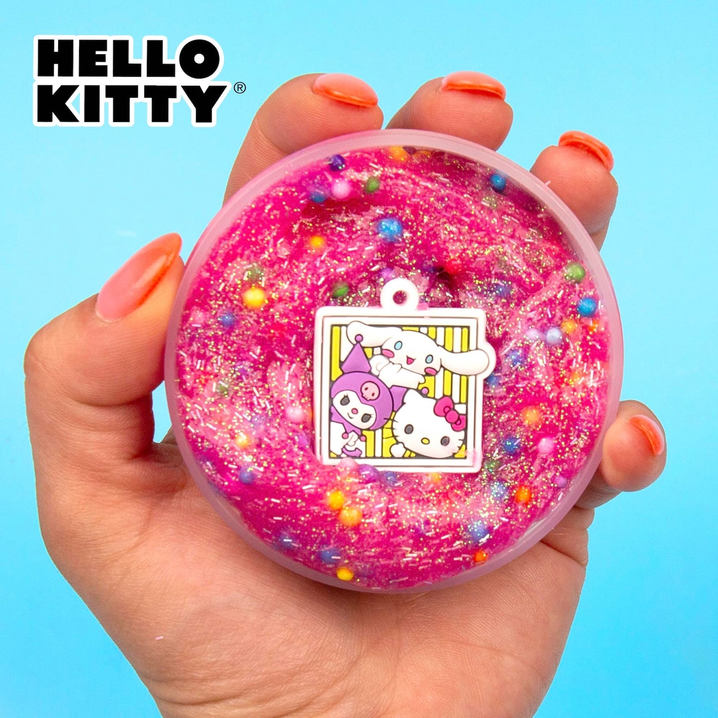Hello Kitty and Friends SLIMYGLOOP Mix'EMS, Pink Glitter Slime, Collectible Charm, Fun Slime Add-Ins, Party Favors for Kids 8-12