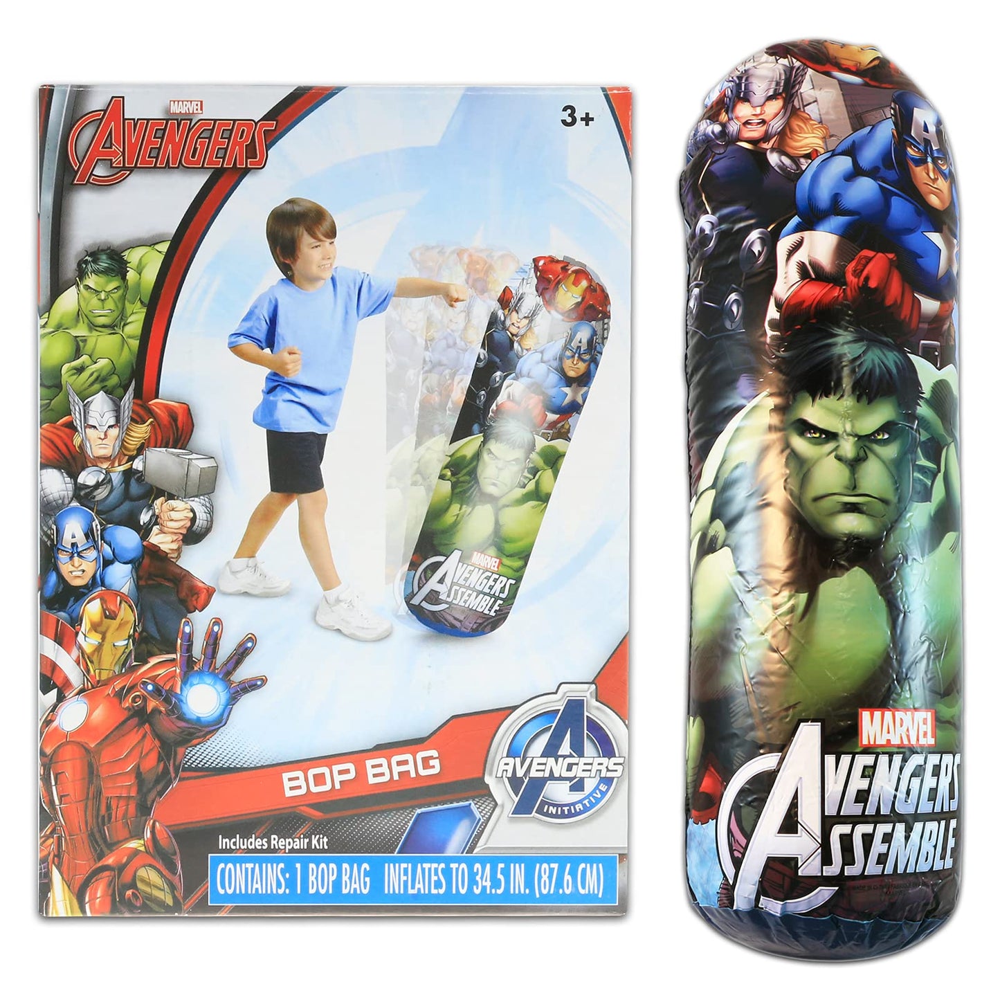 Marvel Avengers Bop Bag Set - 3 Pc Inflatable Punching Toy for Kids, Plastic, Multicolor