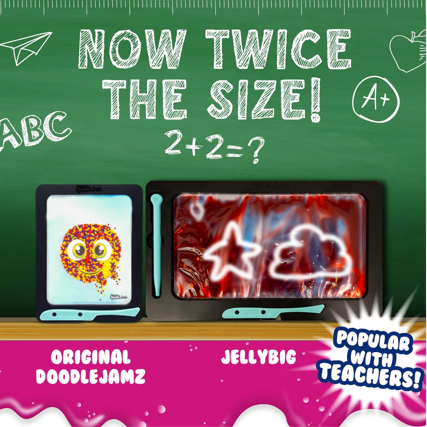 Doodlejamz Jellybigs, Supersized Sensory Gel Drawing Pad, Filled With Double The Squishy Gel, No-Mess, Non-Toxic, Travel-Ready, Unleash Larger-Than-Life Artistic Creations! (Red On Blue Gel)