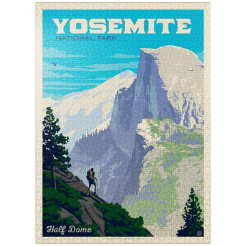 MyPuzzle Yosemite National Park: Half Dome Vista  Vintage Poster - enhanced 1000 Piece Jigsaw Puzzle for mature-themeds