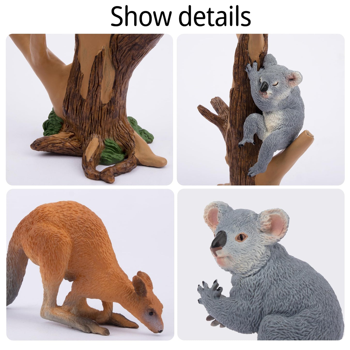 Toymany 7Pcs Australian Wildlife Animal Figurines Includes Koala And Kangaroo Figure Toy, Plastic Forest Animal Figures Toy Set, Cake Toppers Christmas Birthday Gift For Kids Toddlers