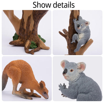 Toymany 7Pcs Australian Wildlife Animal Figurines Includes Koala And Kangaroo Figure Toy, Plastic Forest Animal Figures Toy Set, Cake Toppers Christmas Birthday Gift For Kids Toddlers