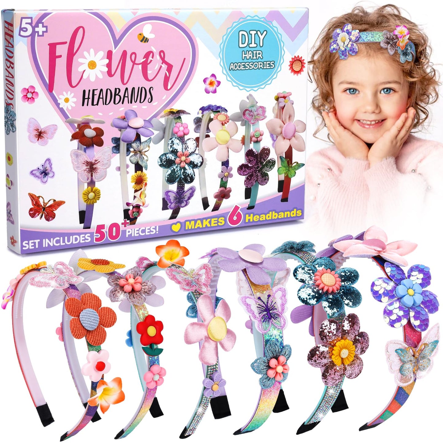 KLAPTOR Headband Making Kit for Girls - Arts & Crafts Gift - Make Your Own Fashion Headbands for Kids - DIY Hair Accessories Set