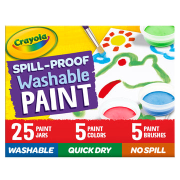 Crayola Spill Proof Paint Set (25Ct), Washable Paint For Kids, Kids Craft Supplies, Holiday Gift For Toddlers & Kids, Nontoxic, 3+