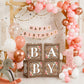 Floral Baby Shower Box Birthday Party Decoration Balloon Blocks First Birthday Centerpiece Decor For Girls Wood Grain Base Gende