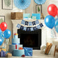 Blue Burlap Happy Birthday Banner, No Diy, Pre Strung And Ready To Hang, Faux Imitation Burlap Birthday Banner, Reusable Birthda