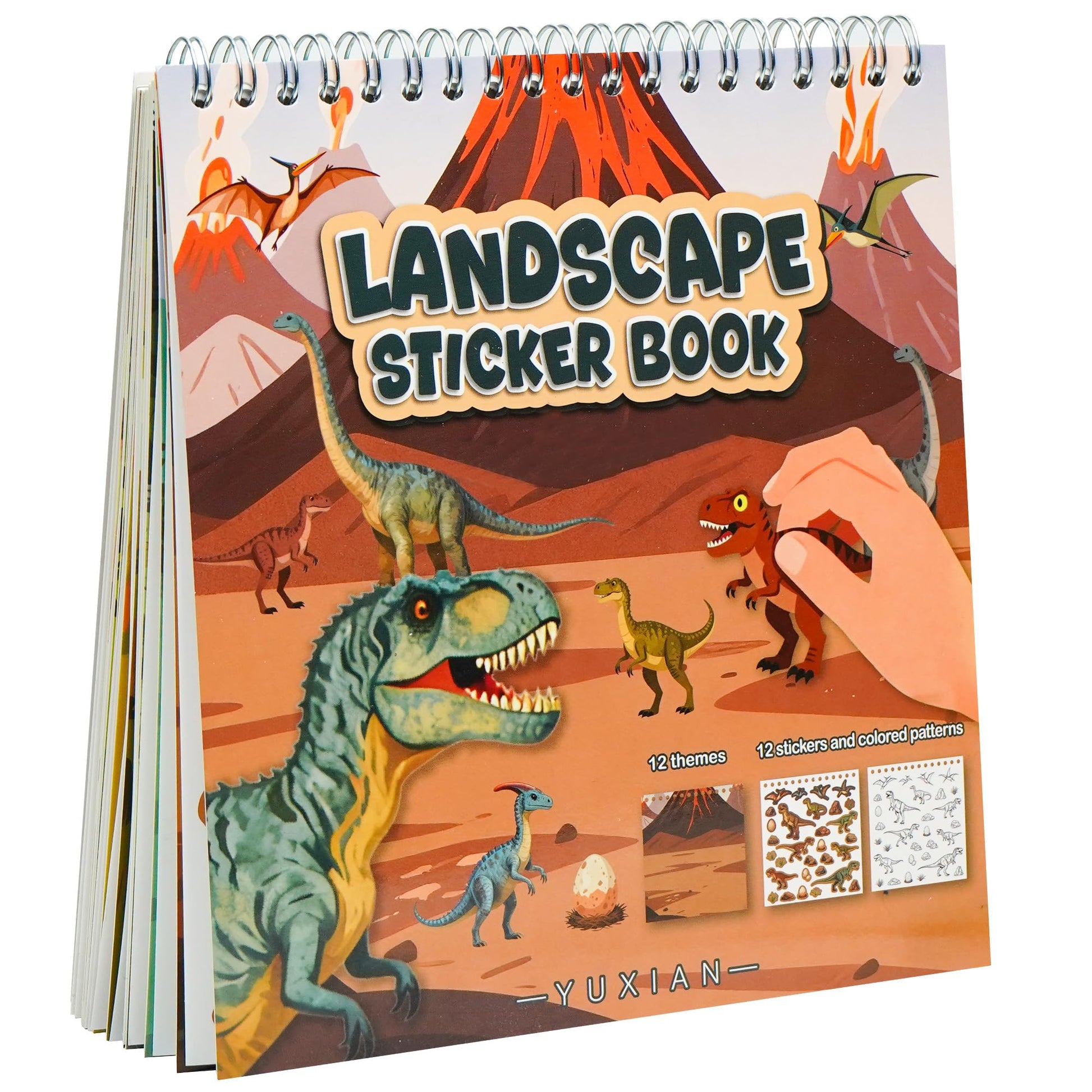 Dinosaur Sticker Book for Toddlers 2-4 Years Sticker Activity Book for Kids with 12 Scenes & 12 Coloring Pages Toddler Travel Es