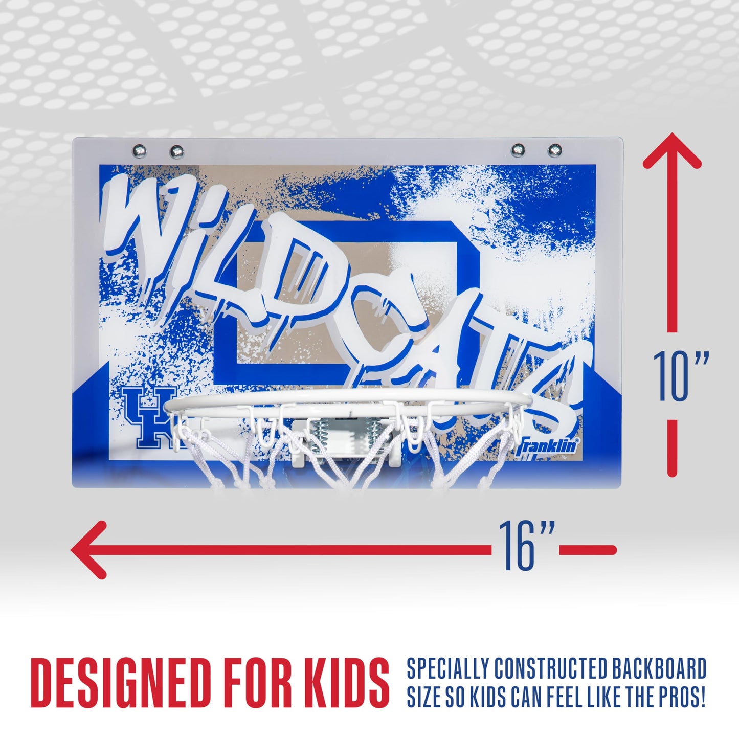 Franklin Sports Kentucky Over The Door Basketball Hoop - Kids Indoor Basketball Hoop With Mini Ball - Kentucky Fan Shop Toy For Bedroom + Office - Over The Door Set