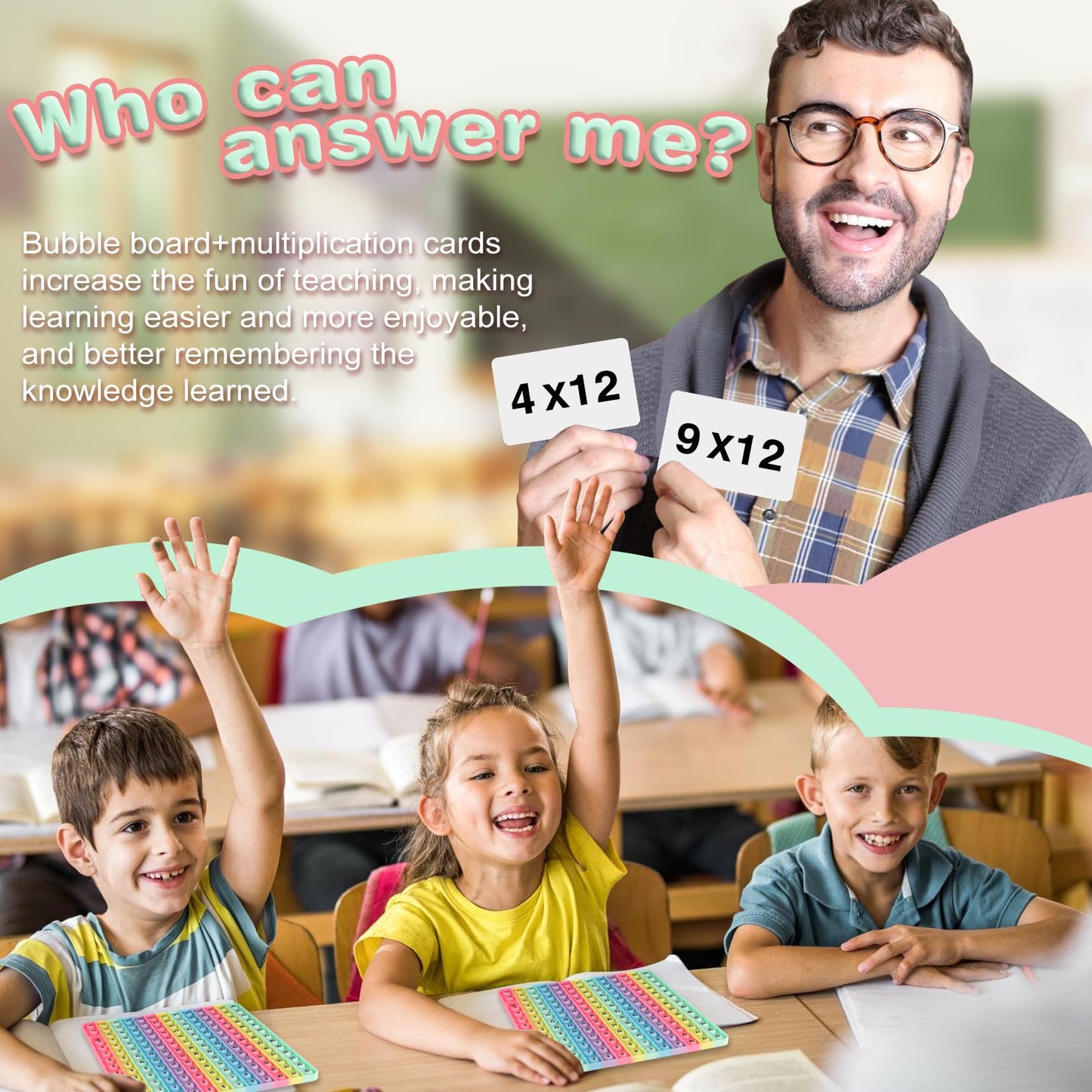 Ak-Ship Multiplication Game Table And Addition Numbers Flash Cards Doubled Side Macaron Pop Fidget Math Toys, Create Various Mat