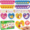 28 Pack Valentines Day Greeting Cards With Toys For Kids, Mini Fingerboard Valentine School Classroom Exchange Prizes For Studen