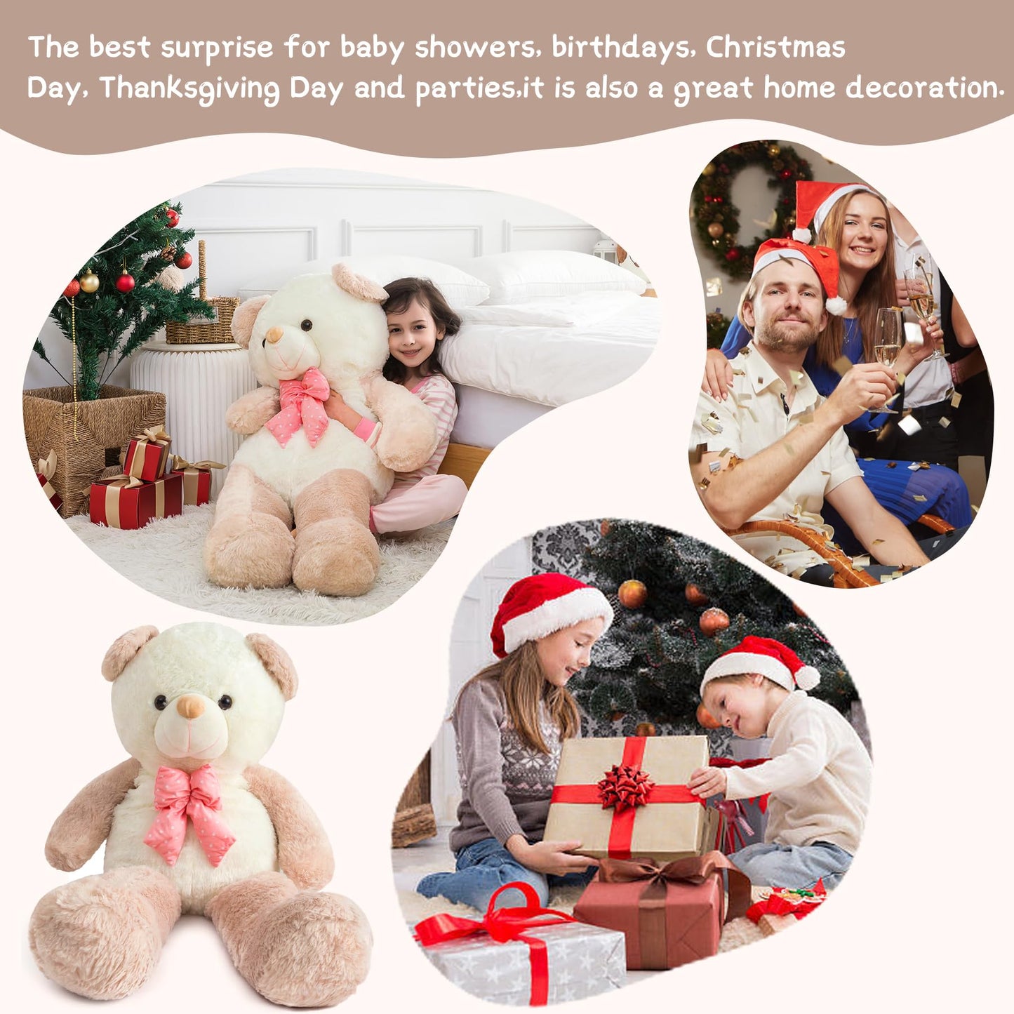 Zgxiong Giant Teddy Bear Stuffed Animals For Girls 4 Feet Big Teddy Bear Plushies Giant Stuffed Animal Large Teddy Bears Plush T