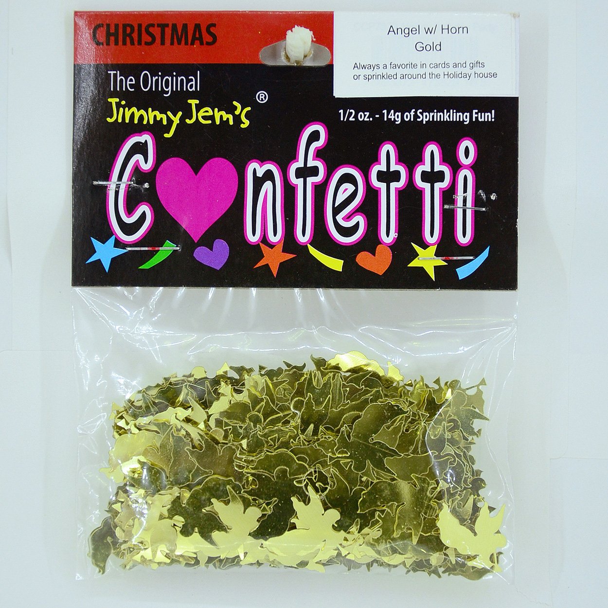 Jimmy Jem's Confetti Angel Horn - Gold Plastic, 2 Half Oz Bags (1 oz) #8971 Q01