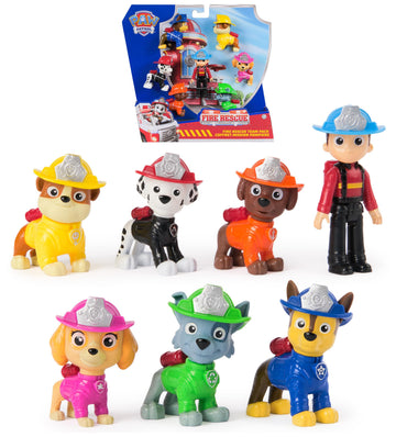 Paw Patrol Fire Rescue Team Pack of 7 Characters Including Ryder and 6 Puppies, Toys for Boys and Girls, 3+ Years