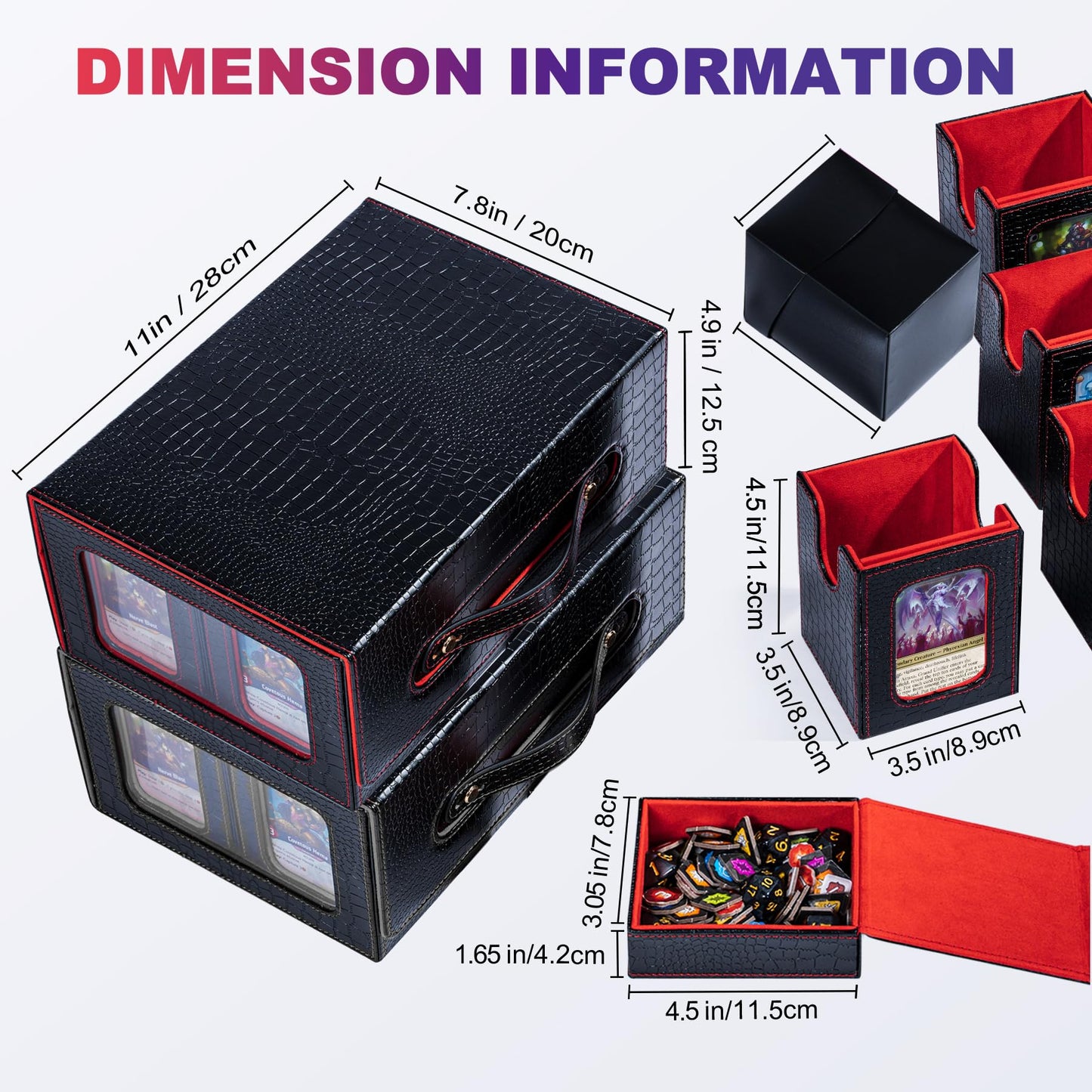 ArtBoutiq Commander Deck Box for MTG  6-Deck Modular Card Case with Dice Tray  Holds 600+ Double-Sleeved Cards and 35PT Magnetic Card Holders for Trading Cards & TCG Collections  B&P