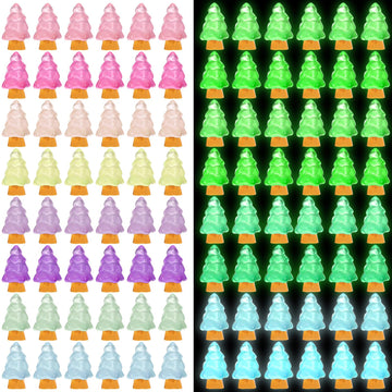 Libima Mini Resin Tree Miniature Luminous Tree Small Christmas Decorations Tiny Christmas Figurines for Desktop Crafts Dollhouse