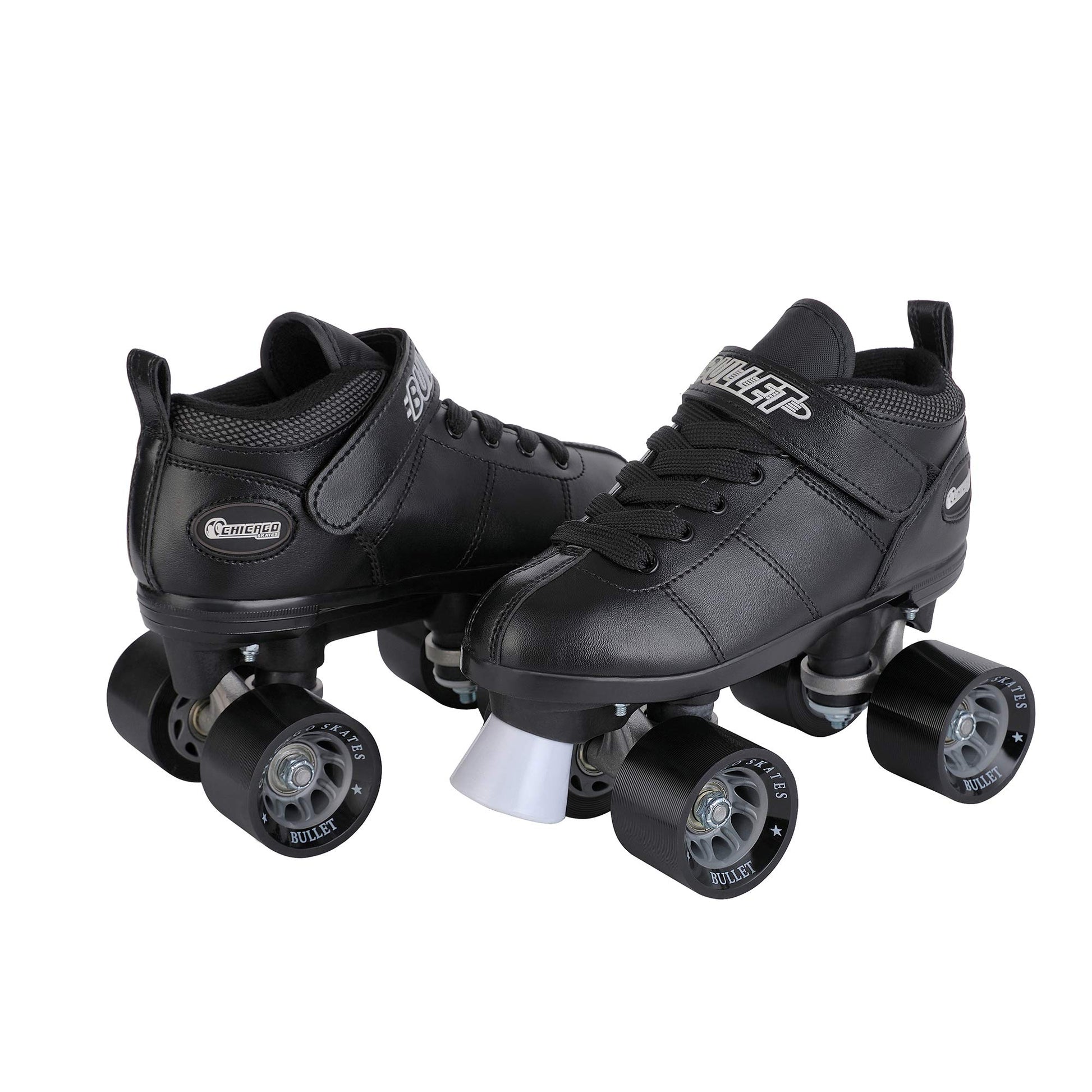 Chicago Bullet Speed Roller Skate For Men, 62Mm Urethane Wheels, Abec-1 Bearings, Lace-Up Vinyl Boot, Black - Indoor/Outdoor Rac