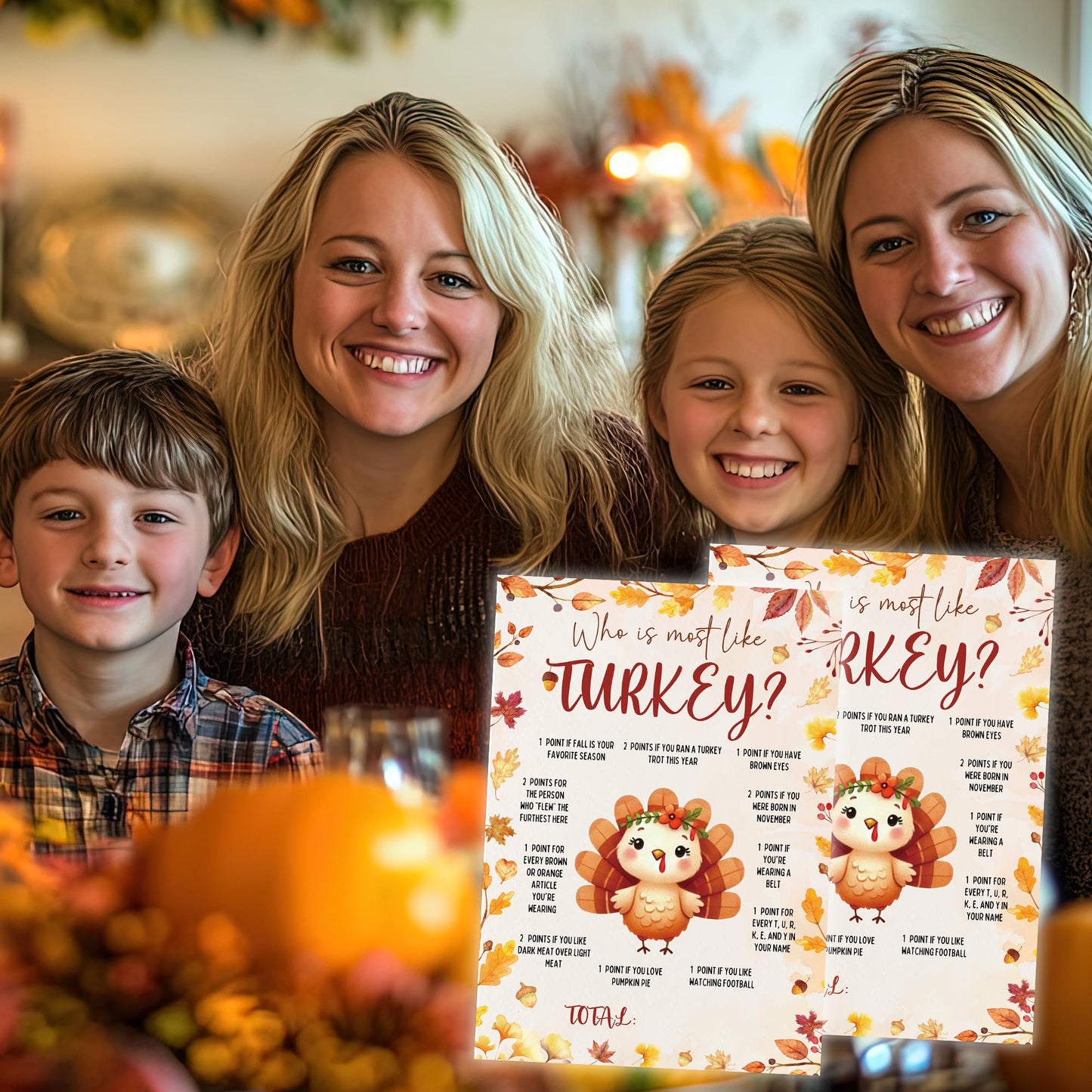Bltgh Thanksgiving Who is Most Like Turkey Game Fun Fall Party Activity for Family Friends and Teens Autumn Holiday Gathering Challenge 5x7 Inch Cards