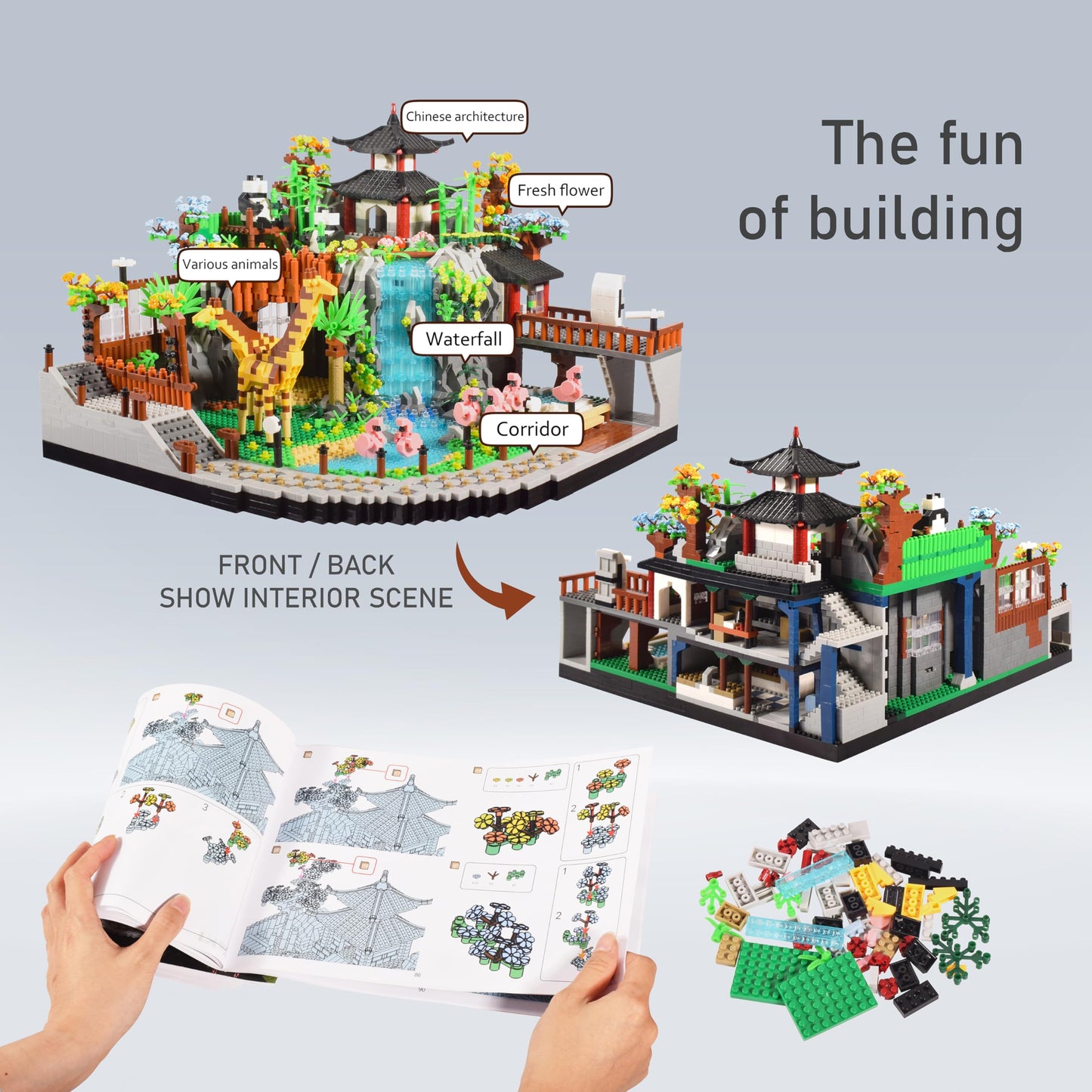 Komvoor Zoo Micro Building Blocks Set - 5000PCS DIY Model Kit for Ages 14+, Small Size, Acrylonitrile Butadiene Styrene, Animals Park Decor