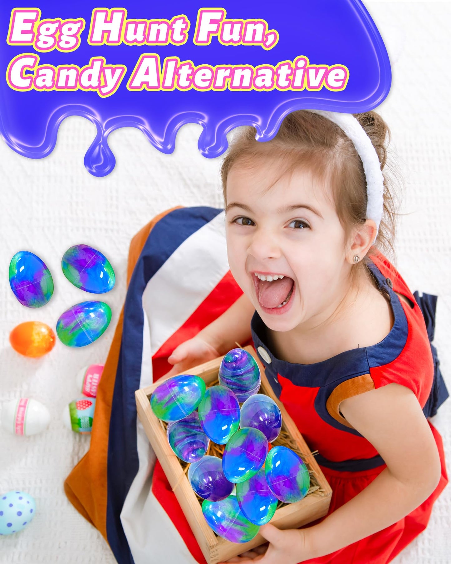 Tonberless 5 Pack Slime Filled Eggs Toys, Prefilled Easter Eggs Basket Stuffers for Teens Kids, Easter Egg Fillers Gifts Party F
